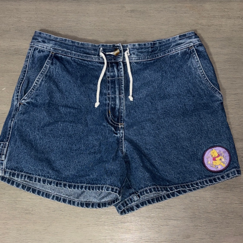 Disney Dark Blue Denim Jean Shorts with Winnie the Pooh Patch